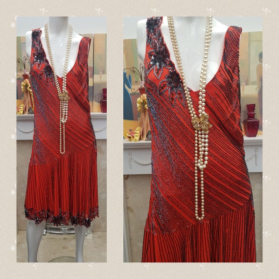 1920's Great Gatsby Beaded Flapper Dress