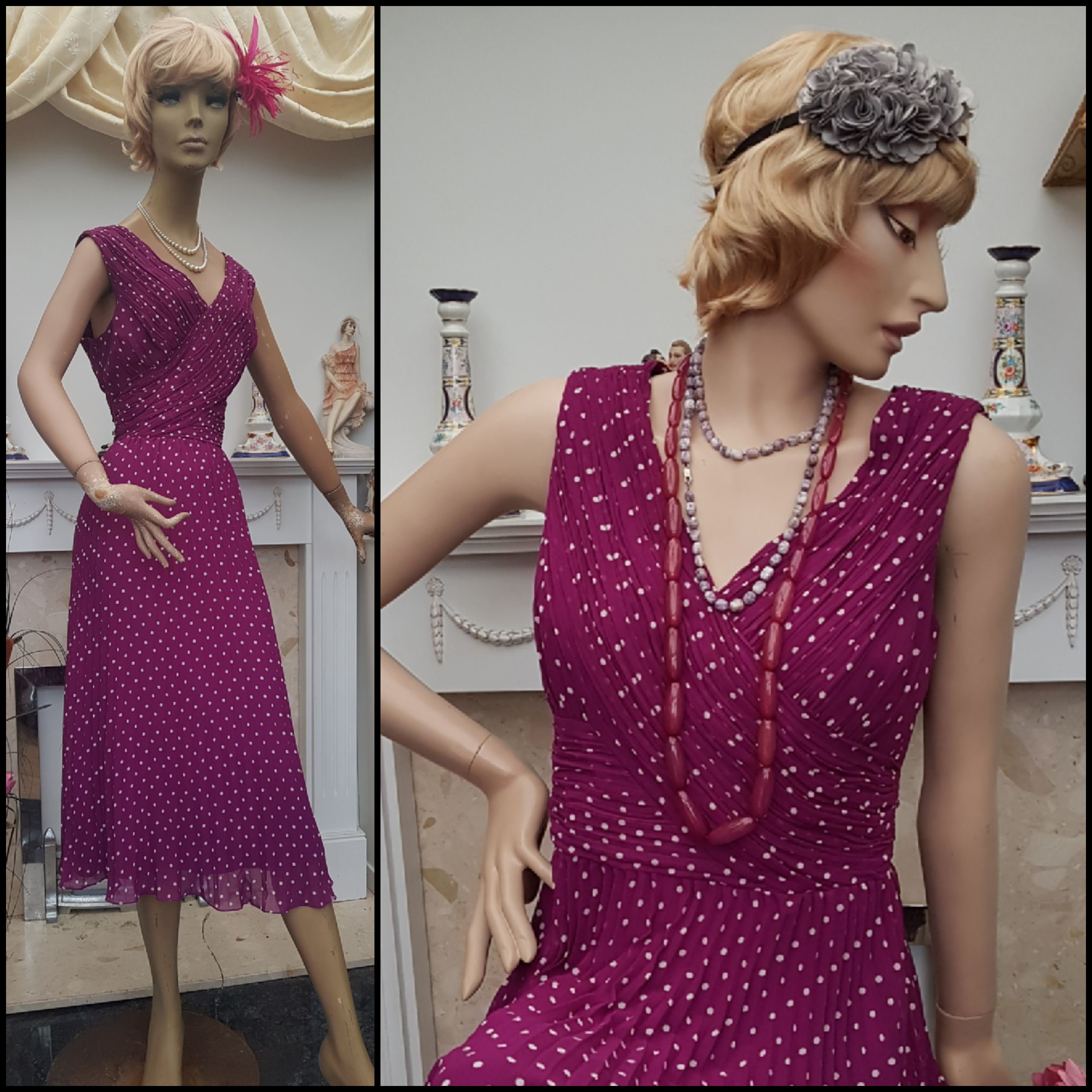 Image of 's Pleated Dress Purple 's Polka Dot Size Uk Us