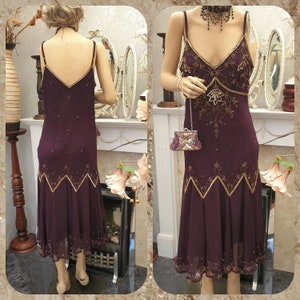 1920&#39;s  Great Gatsby Flapper Dress Downton Abbey Formal Evening Dress Size 12UK 8US