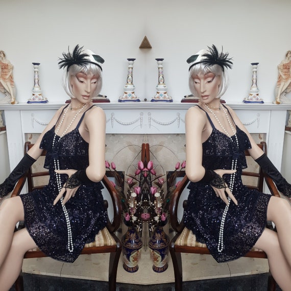 20 s 30 s Flapper Dress Frilled Flapper Dress Sequin Flapper Dress Size 12UK 8US Etsy