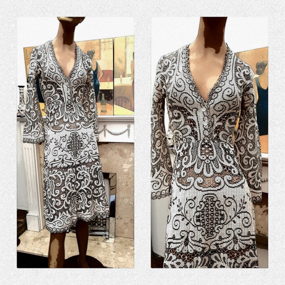 Vintage Art Deco Cotton Lace Dress, Original Art … - image 10