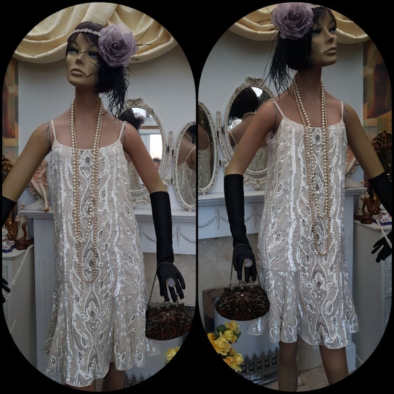 1920' Great Gatsby Flapper Dress Art Deco Sequin … - image 7