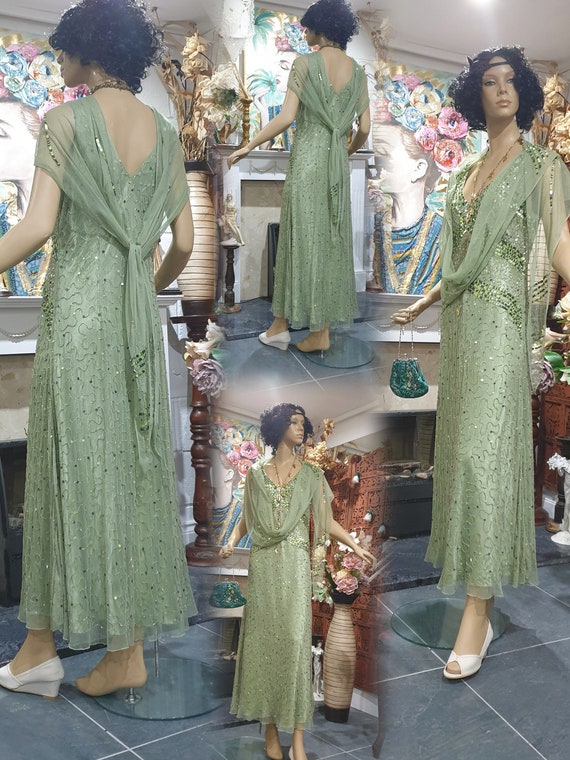 Vintage Flapper Dress, Downton Abbey Flapper with… - image 9