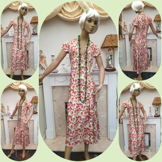 20's Flapper Dress Silk Floral Flapper Dress Drop… - image 5