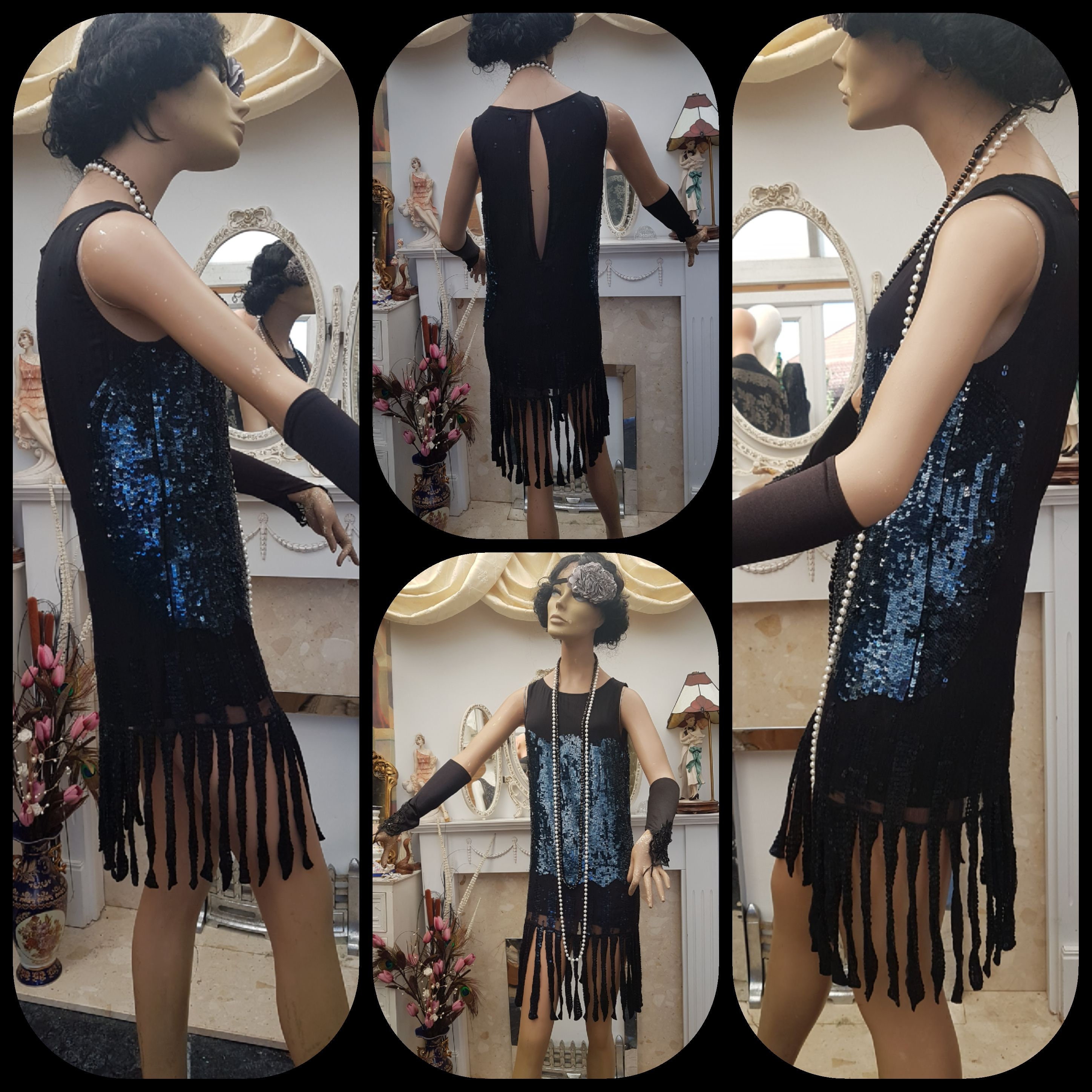 1920s Gatsby Flapper Dress - Sequin Embellished Mesh Fringe Dress For Themed Parties - View #13