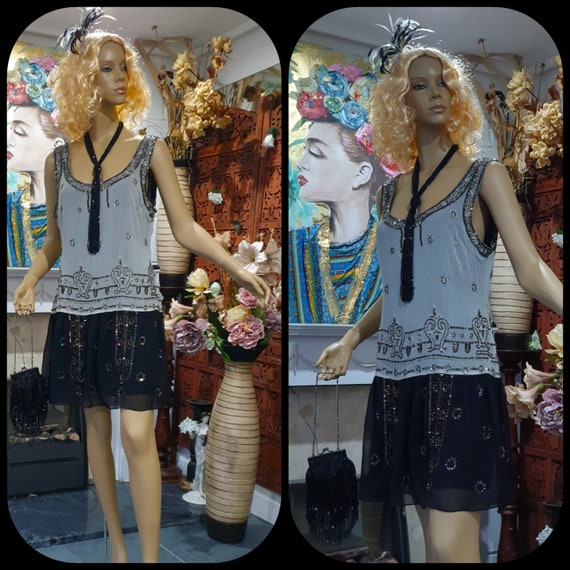 mixed media drop waist dress Hyacinth House Mixed Media Leather Pleated Ozzy Midi Dress Navy Mixed Media / L
