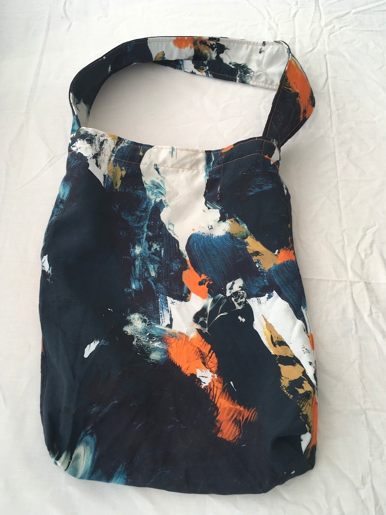 light Now 2.00 Euros only SALE price Arty watery batik dying looking colored printed messenger bag
