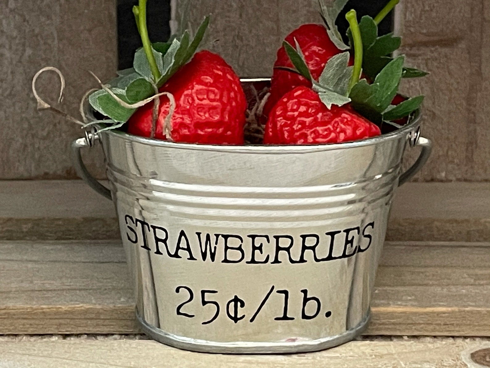 Mini Metal Bucket Strawberries Tiered Tray Decor Metal Etsy