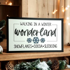 Letrero de invierno, Caminando por un paraíso invernal, Decoración de repisa de invierno, Decoraciones para invierno, Copo de nieve, Diseño invernal, Regalo de inauguración de la casa