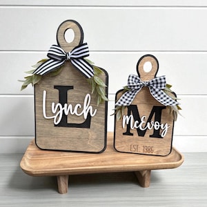 Monogram Decorative Cutting Board, 3D Laser Cut Sign, Farmhouse Tiered Tray Sign, Established Monogram Sign, Initial Cutting Board Sign