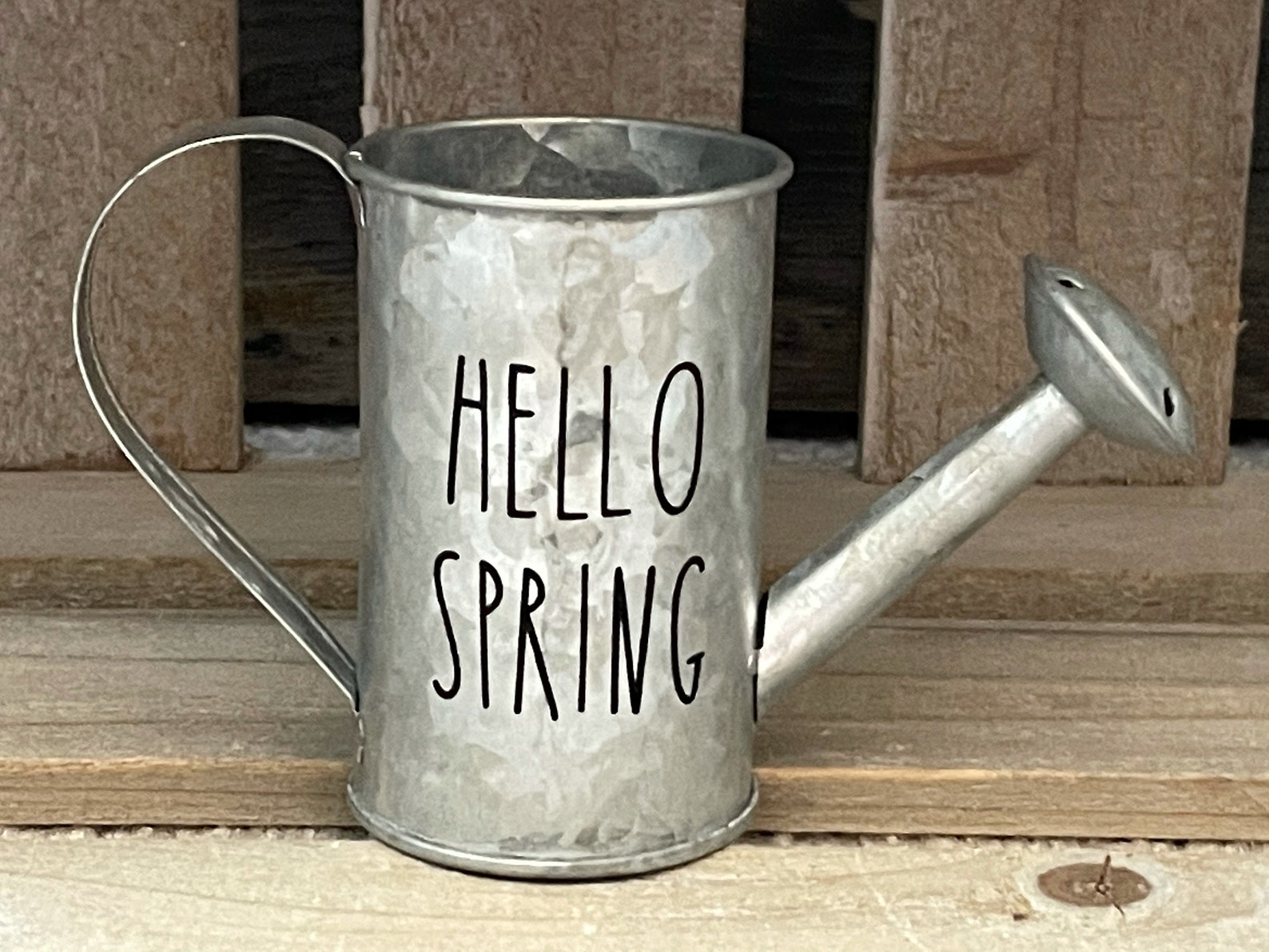 Mini Watering Can Galvanized Tiered Tray Decor Hello Spring Etsy