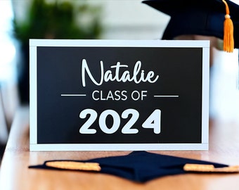 Class of 2024 Personalized Framed Wood Sign, Senior Photo Prop, Grad Party Decor, Senior Sign, Graduation Gift, Graduate Sign