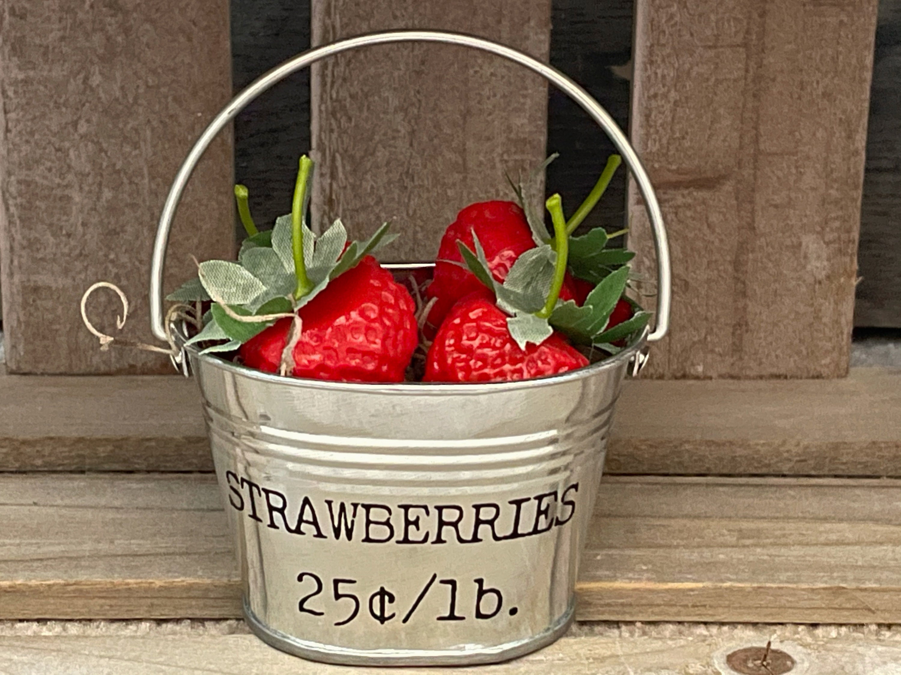 Mini Metal Bucket Strawberries Tiered Tray Decor Metal Etsy