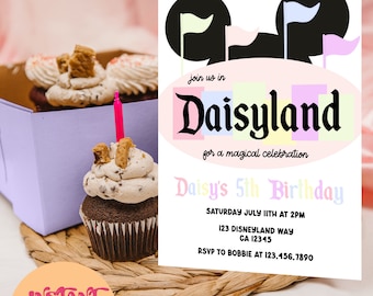 Disneyland Inspired Birthday Invite | Retro Disneyland Birthday Party Invite | ANY AGE Disney Birthday Invite | Editable Template
