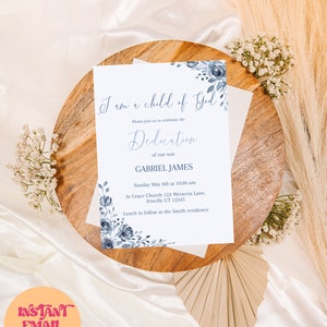 I Am a Child Of God Dedication Invitation | Blue Dedication Invite | Baby Boy Dedication Invite | Printable
