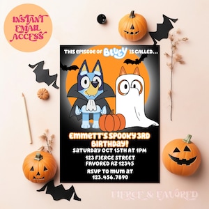 Halloween Birthday Blue Dog Invite | ANY AGE Blue Dog Halloween Invite | Blue Dog Birthday Party Invite | Instant Download