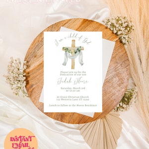 I Am a Child Of God Dedication Invitation | Neutral Cross Dedication Invite | Cross Dedication Invite | Printable
