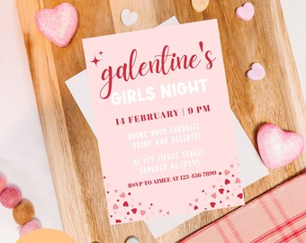 Galentine's Girls Night Invitation: Editable Party Template