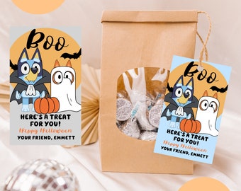 Halloween Treat Blue Dog Themed Gift Tag | Blue Dog Trick or Treat Tag | Blue Dog Halloween Tag