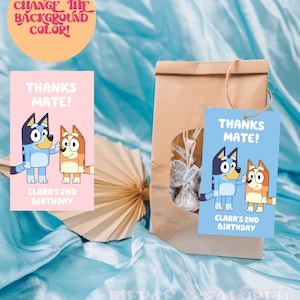 Tag temático do presente de aniversário do cão azul | O aniversário inspirado cão azul agradece-lhe etiqueta de <br> Crie Seu Próprio Produto! Etiqueta de lembrancinha de aniversário de cachorro azul