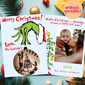 Cartão de foto de Natal Grinch | Cartão de foto de feriado | Cartão de Natal da família | Download instantâneo