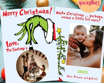 Grinch Christmas Photo Card | Holiday Photo Card | Family Christmas Card | Instant Download