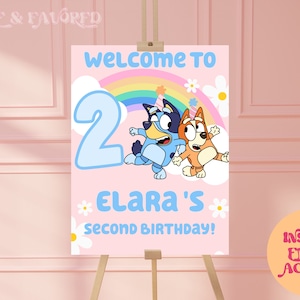 ANY AGE Blue Dog Themed Birthday Welcome Sign | Blue Dog Inspired Birthday Welcome Sign  | Blue Dog Birthday Easel Sign