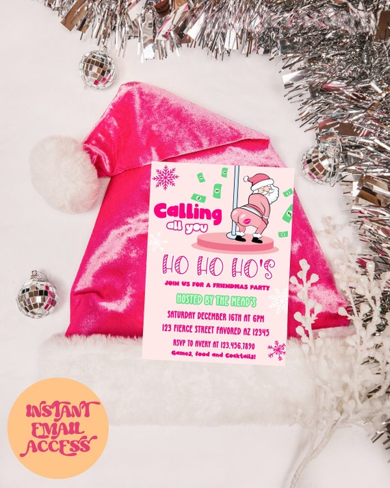 Calling All You HO HO HO's Christmas Invite | Funny Christmas Party Invite | Friendmas Party Invite | Instant Download