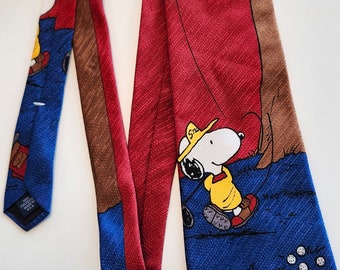 Vintage Peanuts Snoopy and Woodstock Golf Tie