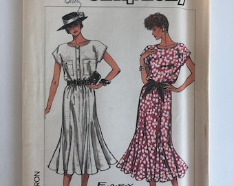 Simplicity 8015: pullover dress, size OO (12,14,16,18), sewing pattern, c. 1987