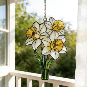 Narzisse gebeizter Acryl Suncatcher, Narzissen-Geburts-Blumen-Geburtstags-Geschenk für Mamma