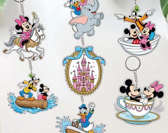 Custom Disney Parks Mickey And Friends Coquette Bow Keychain, Disneyland Magic Castle