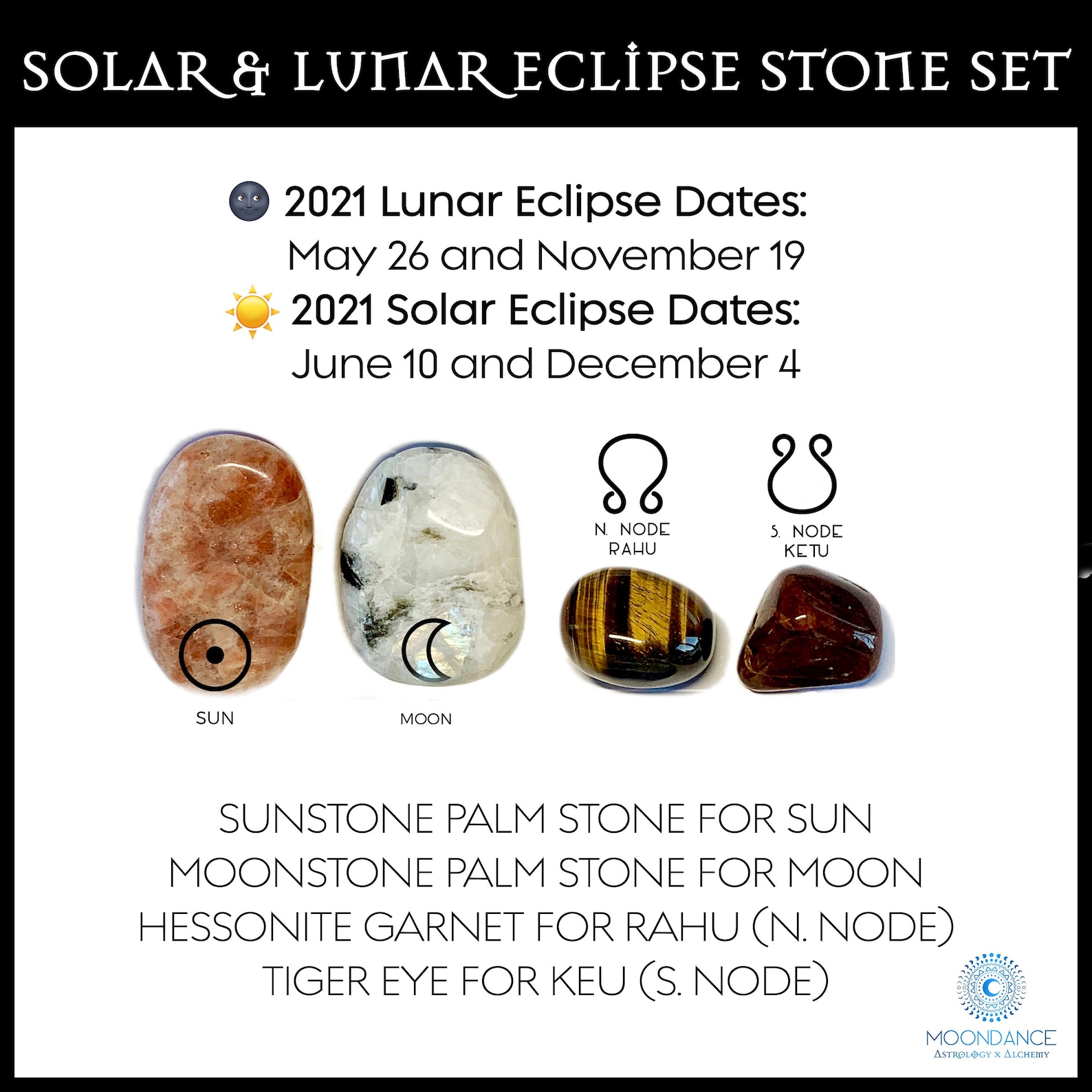 Solar Eclipse Stone Set Lunar Eclipse Stone Set Astrology Etsy