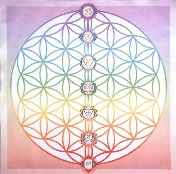 Crystal Grid Flower of Life Altar Cloth {Brown}