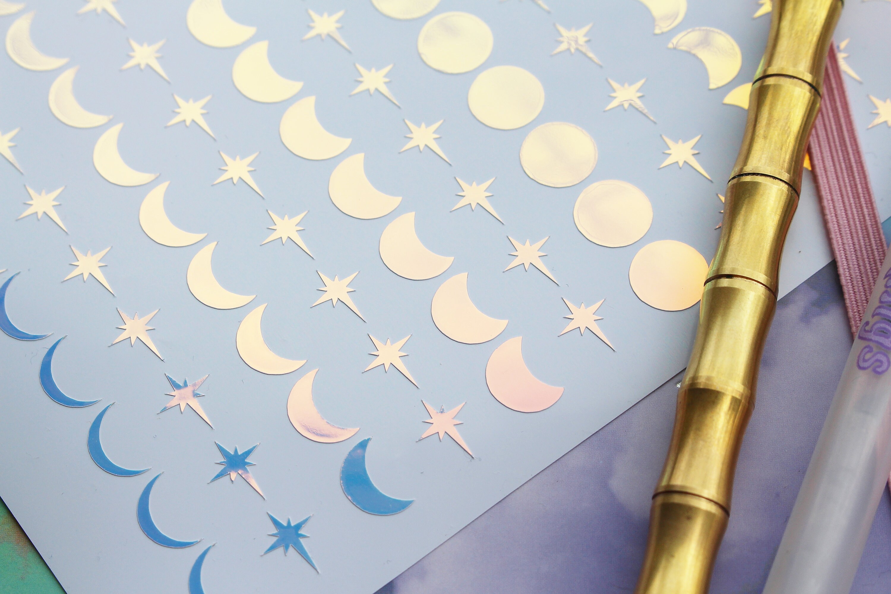 Iridescent Star and Moon Stickers Moon Phases Bujo Stickers Etsy UK