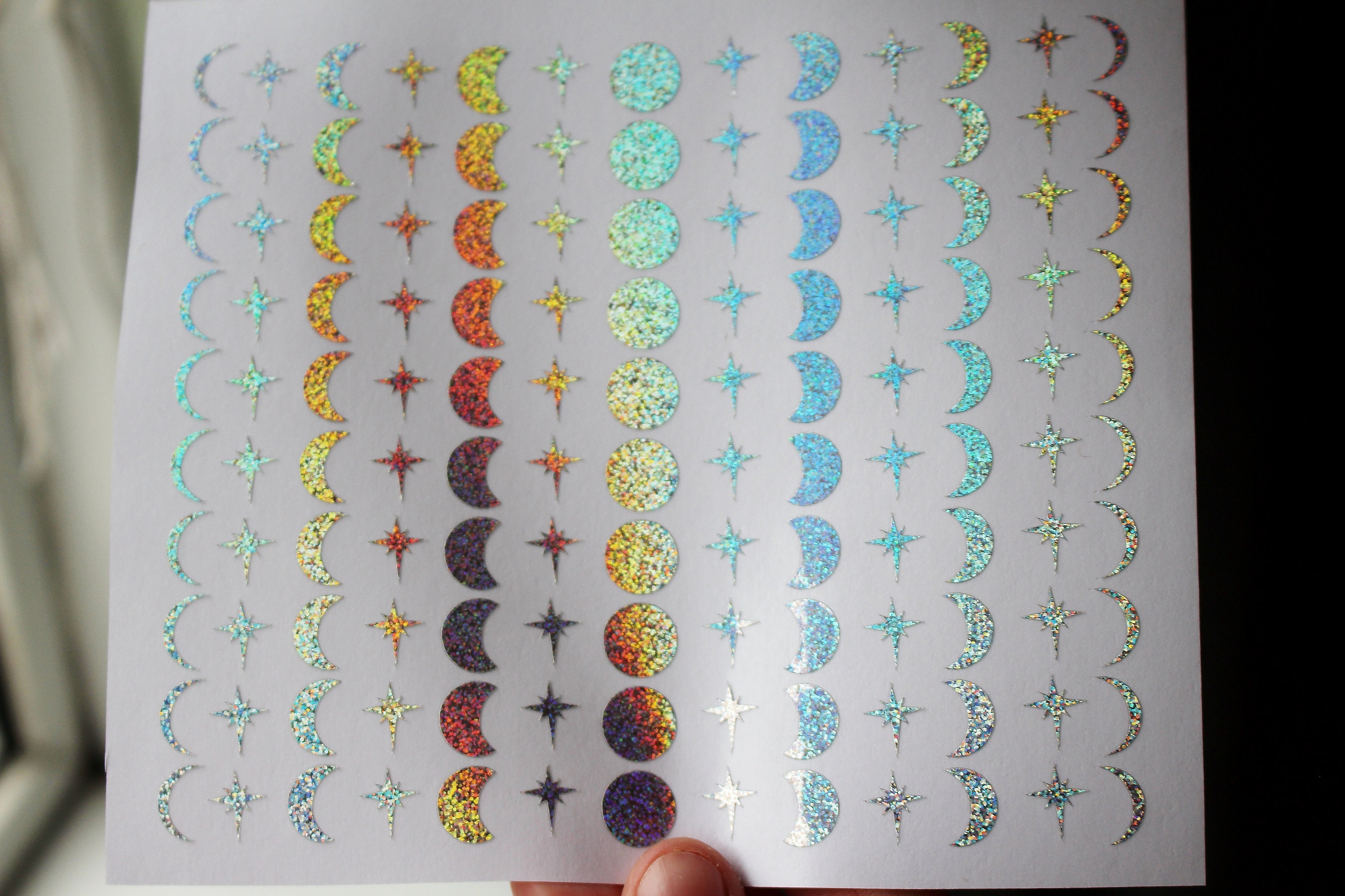 Holographic Star and Moon Stickers Moon Phases Bujo Etsy UK