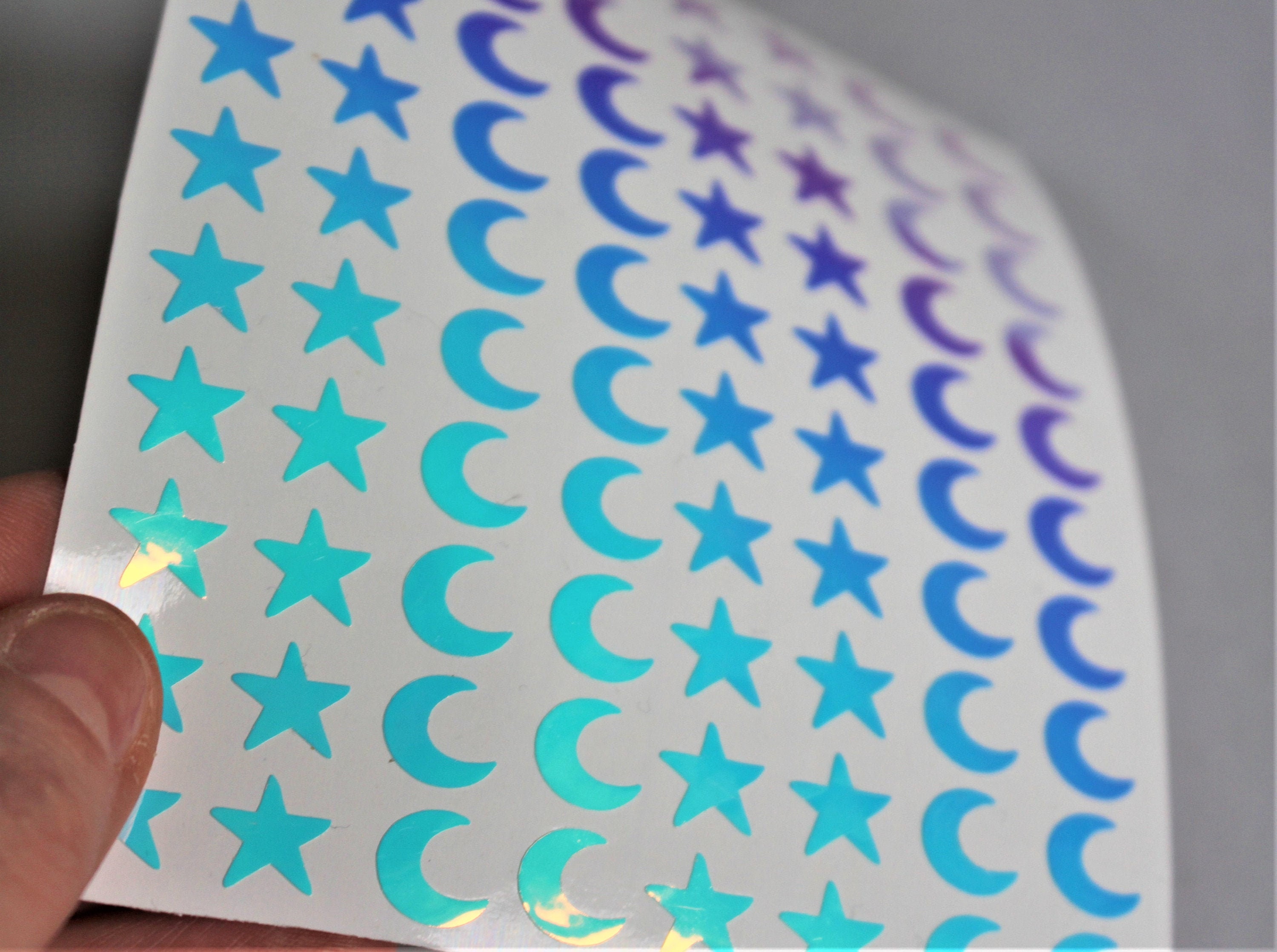 Iridescent Star and Moon Stickers Bujo Stickers 10mm | Etsy