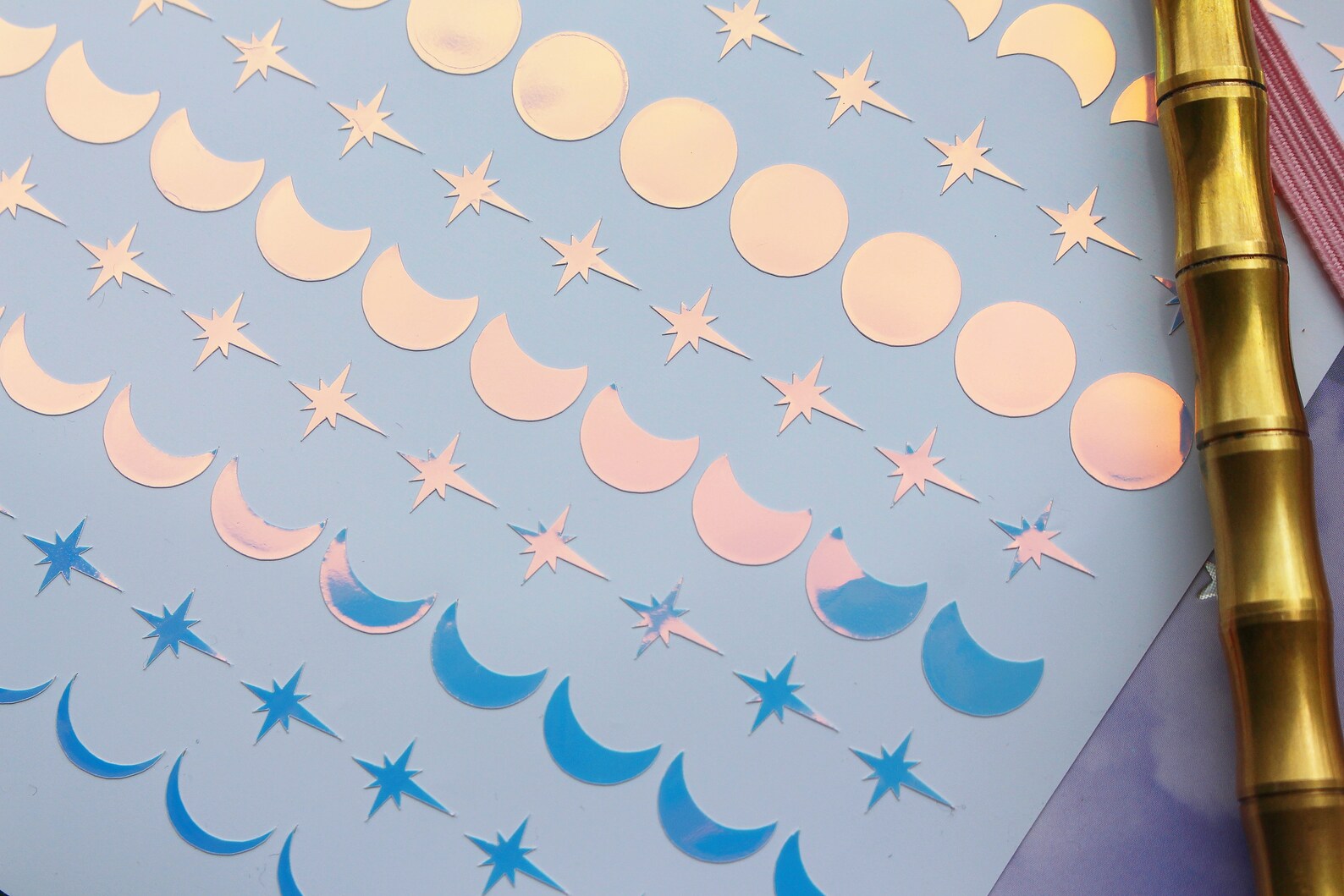 Iridescent Star and Moon Stickers Moon Phases Bujo Stickers Etsy