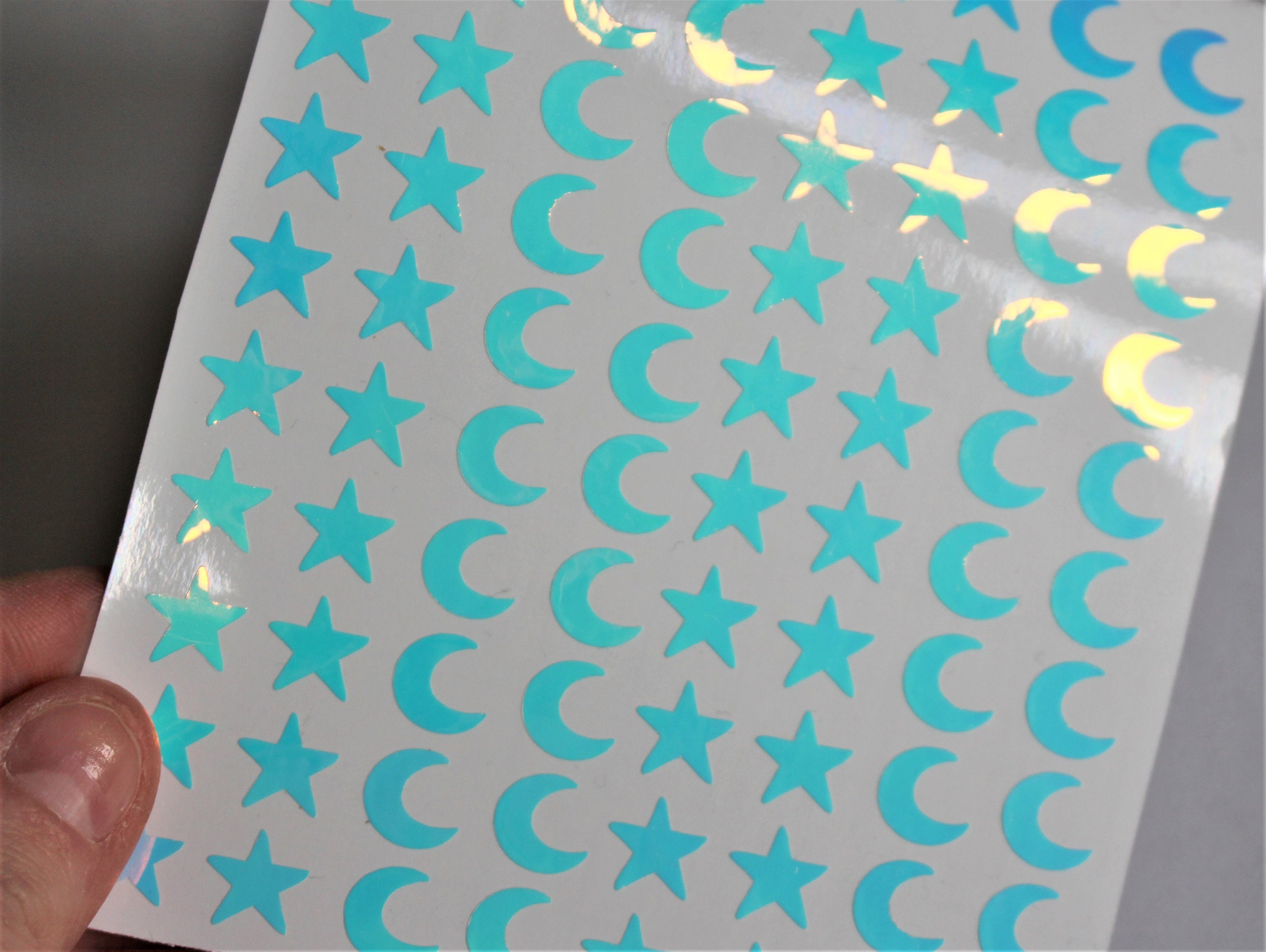 Iridescent Star and Moon Stickers Bujo Stickers 10mm | Etsy