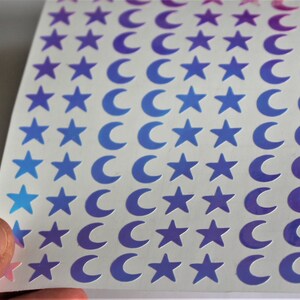 Iridescent Star and Moon Stickers Bujo Stickers 10mm - Etsy