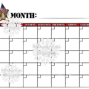 Patriotic Military Style Blank Calendar