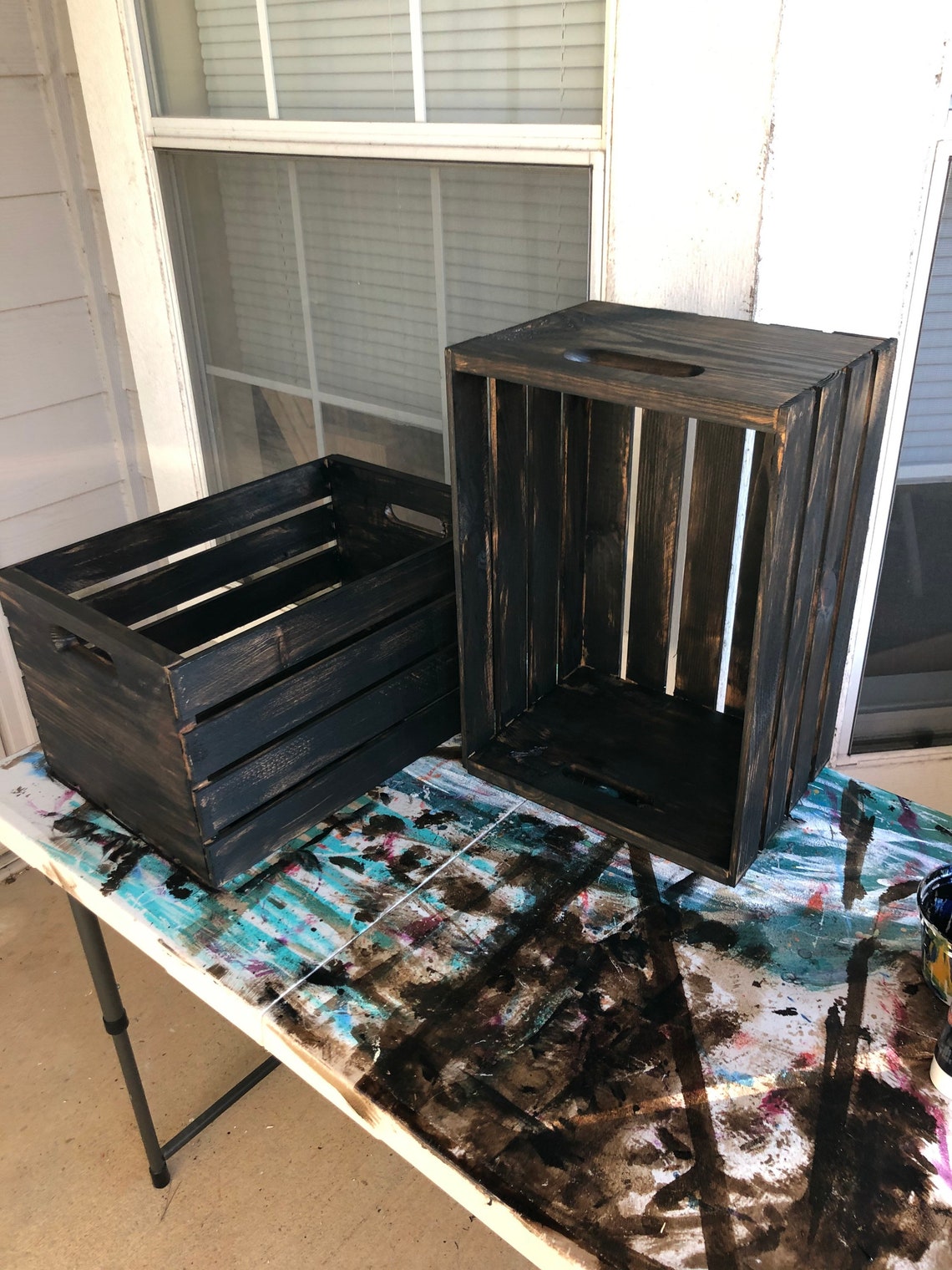 Rustic Crate End Table with Hairpin Legs Custom Options Etsy