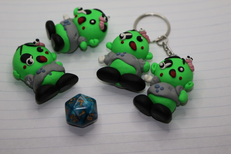 Glow in the Dark Ghost Bat Zombie Skeleton Halloween Polymer Clay Charms Keychain Cat Witch Pumpkin