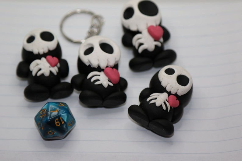 Glow in the Dark Ghost Bat Zombie Skeleton Halloween Polymer Clay Charms Keychain Cat Witch Pumpkin