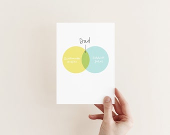 Dad Birthday Venn Diagram Card // Dad Style Dad Jokes Funny // Dad Stepdad // From Son Daughter // UK // Happy Birthday Dad