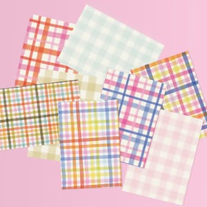 Gemalte Gingham Crafting Papers / 8 Bögen gemusterte Handwerk Papiere / Journal, Scrapbook, Junk-Journal, Kartenherstellung, Ephemera