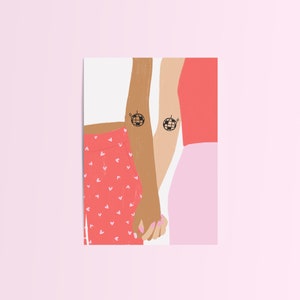 Carte de tatouages assortis // Carte Galentines // Besties // Carte de Saint-Valentin Petite amie Lesbienne LGBTQ Card // Disco Ball