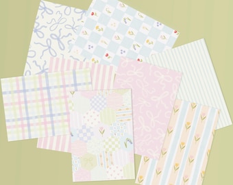 8 Sheets Pretty Scrapbook Paper, Pastel Patterned A5 Craft Ephemera