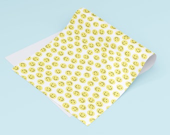 Smiley Faces Print Wrapping Paper Sheets // Gift Wrap // UK Recyclable Birthday // Kids Fun Cute Y2K Smiles // For Him For Her