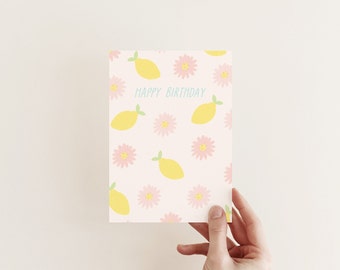 Happy Birthday Card // Fun Print // Cute // Bestie Friend Sister Mum Daughter Aunt / Lemons